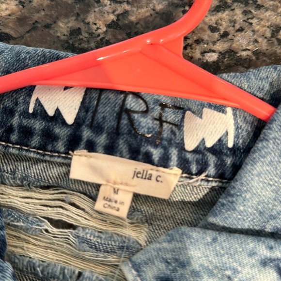 Jella c denim distressed stonewashed jean jacket NWT M - Picture 4 of 12